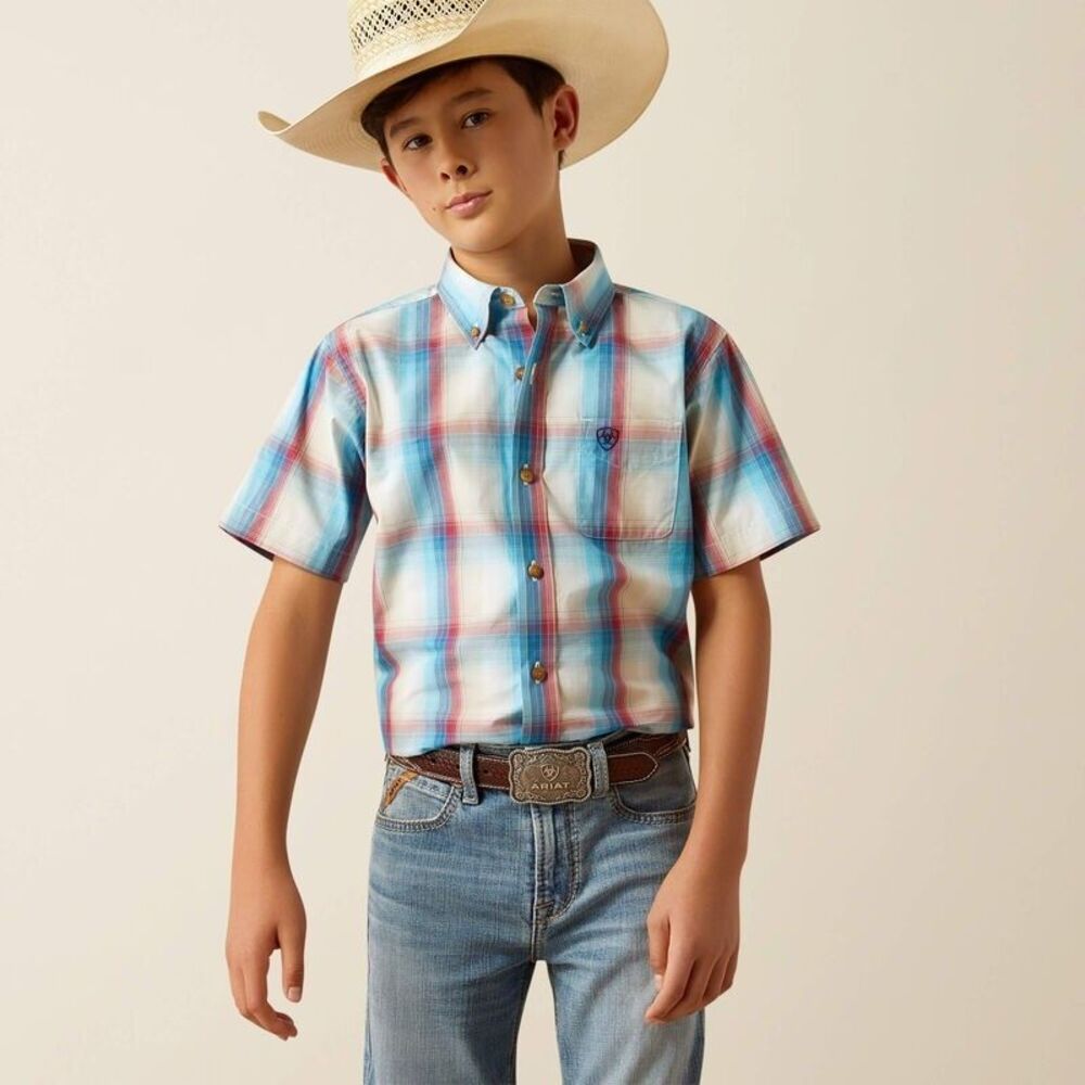 Ariat Boys Pro Series Sunny Classic Fit Button Up Cotton SS Shirt SZ XL/18